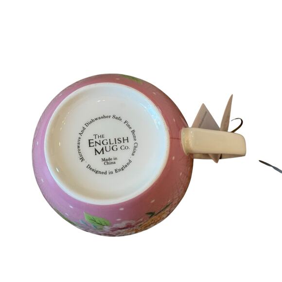 English Mug Co Fine China Pink Floral Coffee Mug Tea Cup 12oz Set of 2 New - Picture 9 of 15